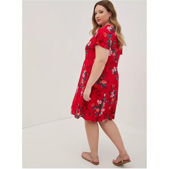 Torrid Mini Gauze Lace-Up Skater Dress Red Size 2 - Picture 7 of 9